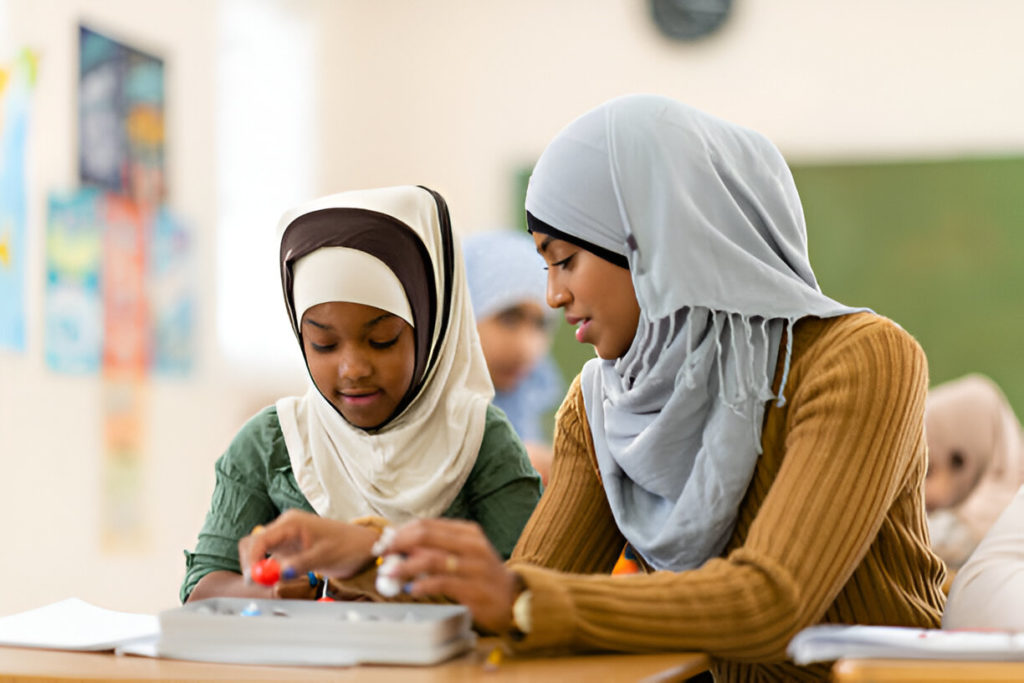 Construction de fille musulmane dans la classe